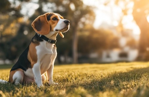 Anal Glands in Dogs - Beagle dog sitting on the grass