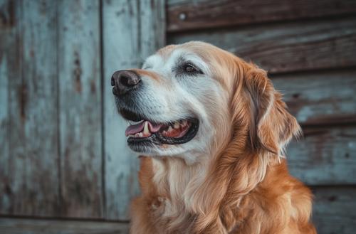 Arthritis in Senior Golden Retrievers - A close-up of an old Golden retriever with graying fur