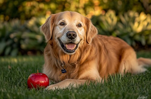 Arthritis in dogs - A happy Golden Retriever lying on the grass