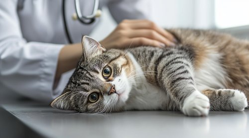 Cat Cancer Treatment Options - An American shorthair cat is lying on the table