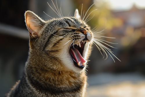Cat Hairball - close up of a cat about to throw up
