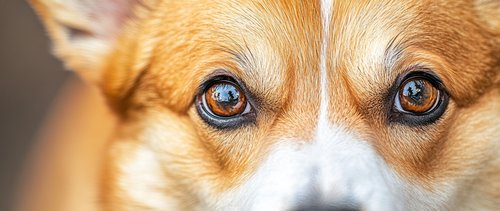 Corneal Ulcers in Dogs - Close-up of an American Corgi with expressive eyes