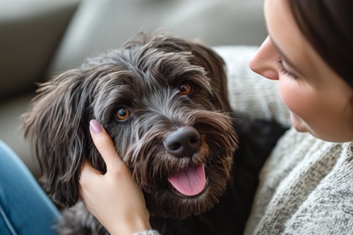 Dog Diarrhea - person petting their dog's head