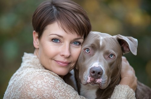 Early Signs of Lung Cancer in Dogs - a woman hugging her pit bull dog