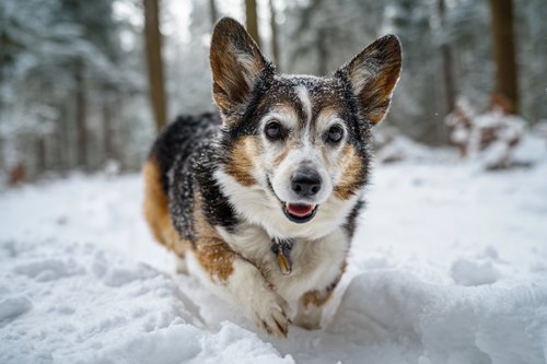Exercising Your Senior Pembroke Corgi - A senior corgi dog running in the snow