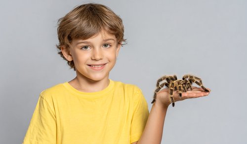 Exotic Pets Pros and Cons - young boy holding a tarantula on his hand_optimized