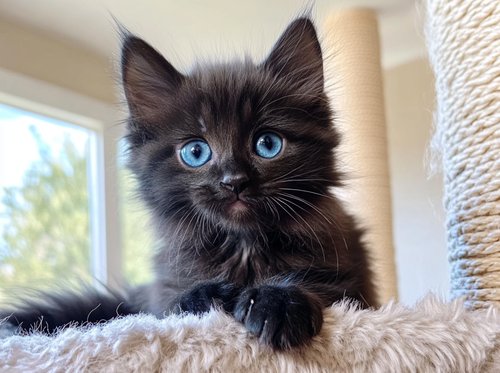 FIV in Cats - A black kitten with blue eyes