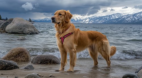 How to Groom Your Senior Golden Retriever - Senior Golden Retriever standing on the shore