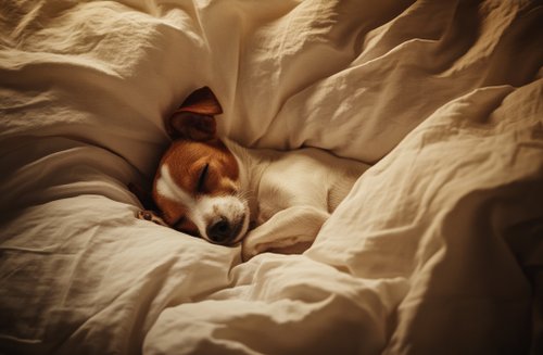 Low White Blood Cell Count in Dogs - A cute dog sleeping under white bed sheets