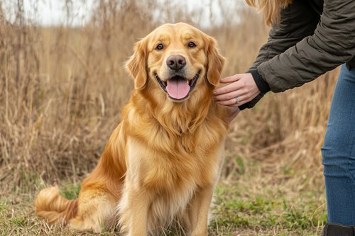 Lung Cancer in Dogs - A happy golden retriever dog being petted by its owner_optimized