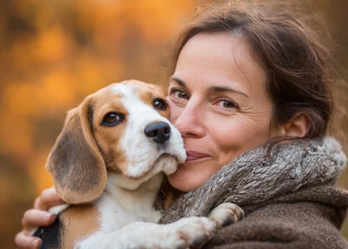 Pancreatic Cancer in Dogs - a woman with a beagle dog in her arms