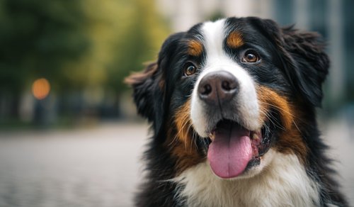 Spleen Cancer in Dogs – a happy Bernese Mountain Dog with its tongue out