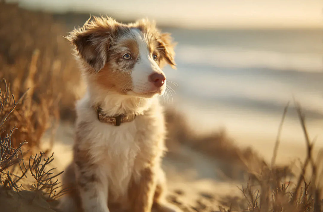 Top 7 Natural Remedies for Dog Skin Cancer - A cute Australian Shepherd puppy with white and brown fur