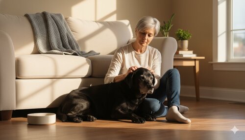 Will_A_Dog_With_Lymphoma_Die_Naturally_-_Labrador_rests_its_head_in_the_owner_s_lap