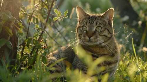 ringworm in cats - tabby cat is sitting in the grass